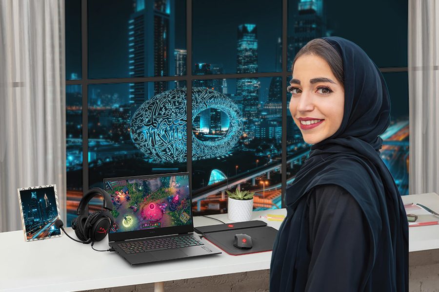 Game Development Bootcamp participant at her setup